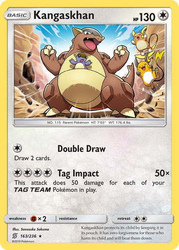 Kangaskhan #163 from Unified Minds - Rare Holo - Illustrated by Sanosuke Sakuma