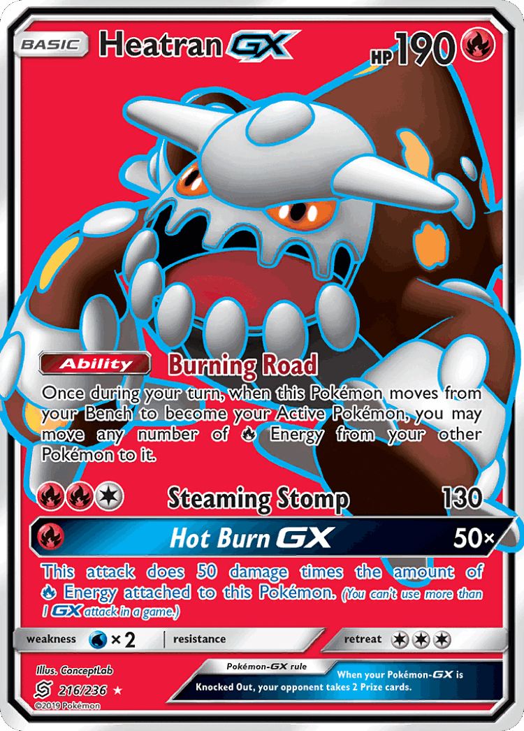 Heatran-GX #216 from Unified Minds - Rare Ultra - Illustrated by ConceptLab