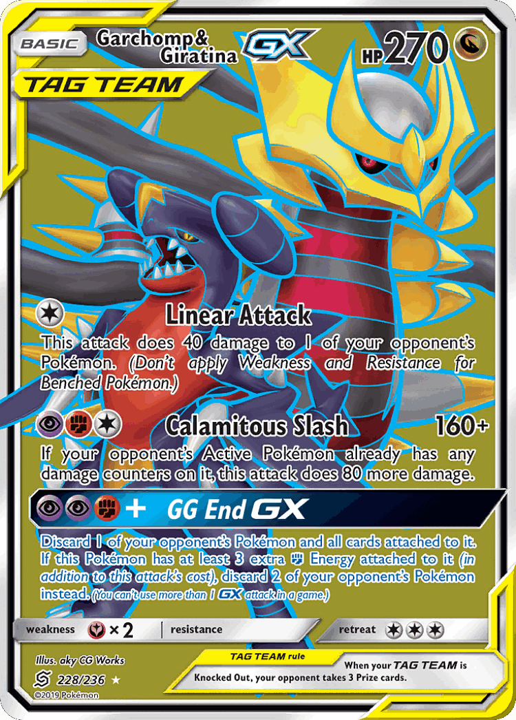 Garchomp & Giratina-GX #228 from Unified Minds - Rare Ultra - Illustrated by aky CG Works