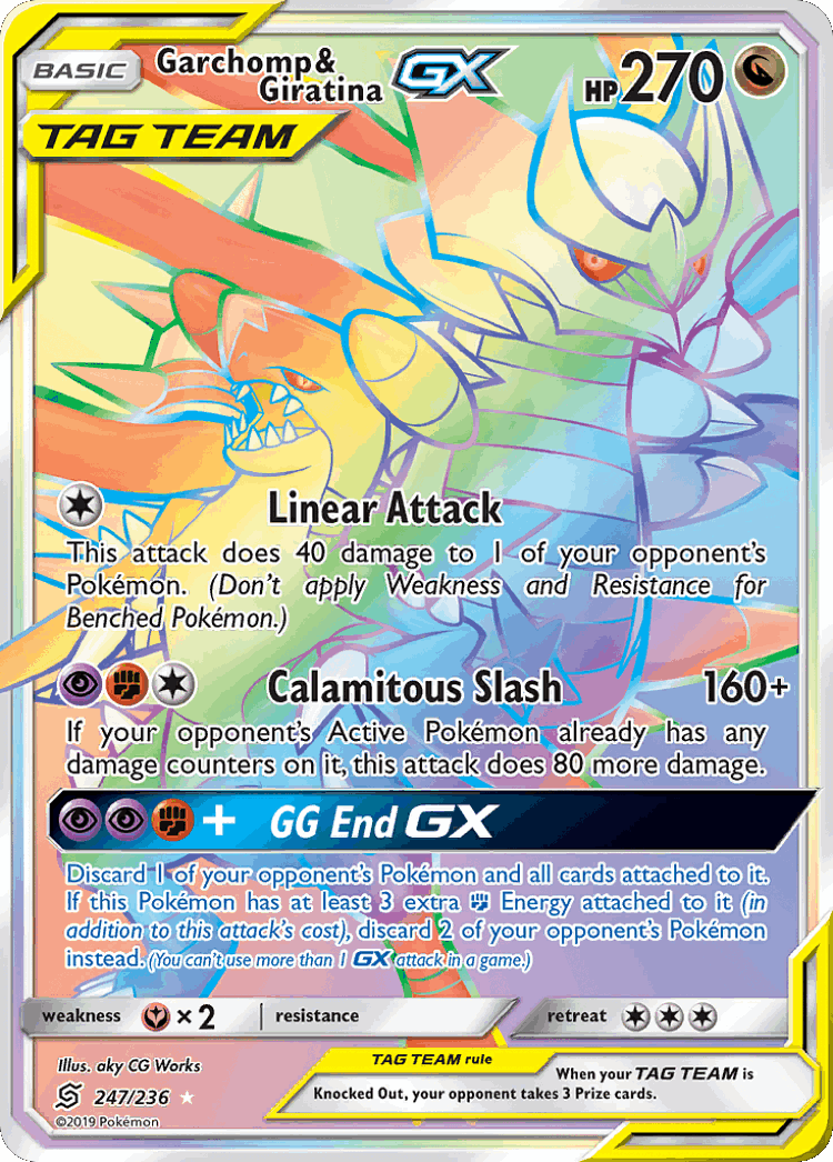 Garchomp & Giratina-GX #247 from Unified Minds - Rare Rainbow - Illustrated by aky CG Works
