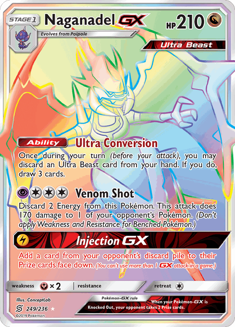 Naganadel-GX #249 from Unified Minds - Rare Rainbow - Illustrated by ConceptLab