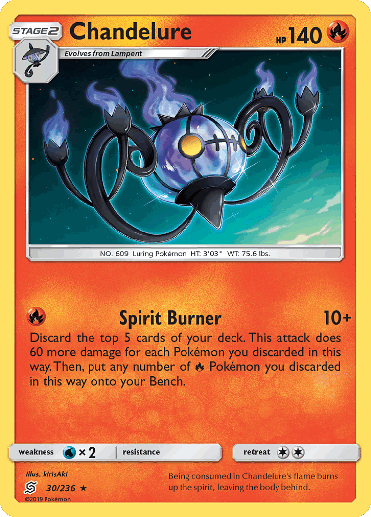 Chandelure #30 from Unified Minds - Rare Holo - Illustrated by kirisAki
