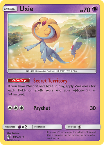 Uxie #83 from Unified Minds - Rare Holo - Illustrated by kodama
