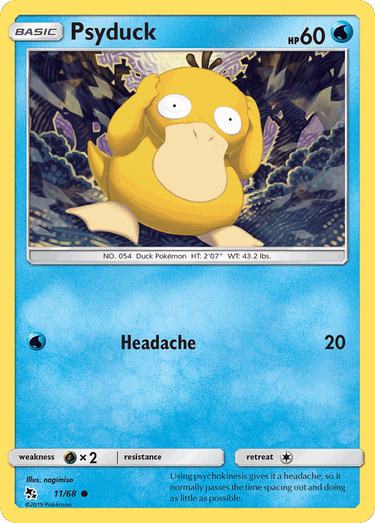 Psyduck #11 from Hidden Fates - Common - Illustrated by nagimiso