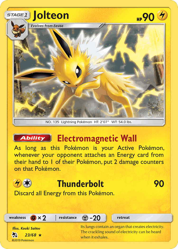 Jolteon #23 from Hidden Fates - Rare - Illustrated by Kouki Saitou