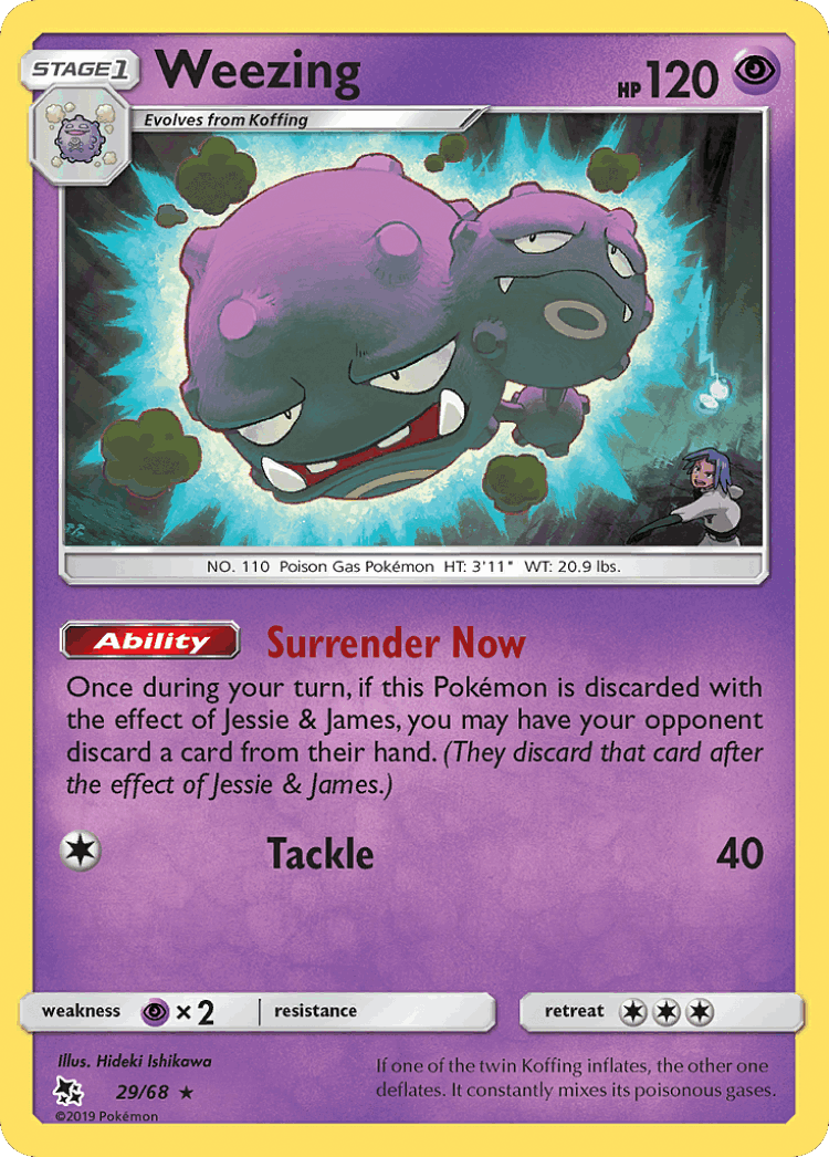 Weezing #29 from Hidden Fates - Rare - Illustrated by Hideki Ishikawa