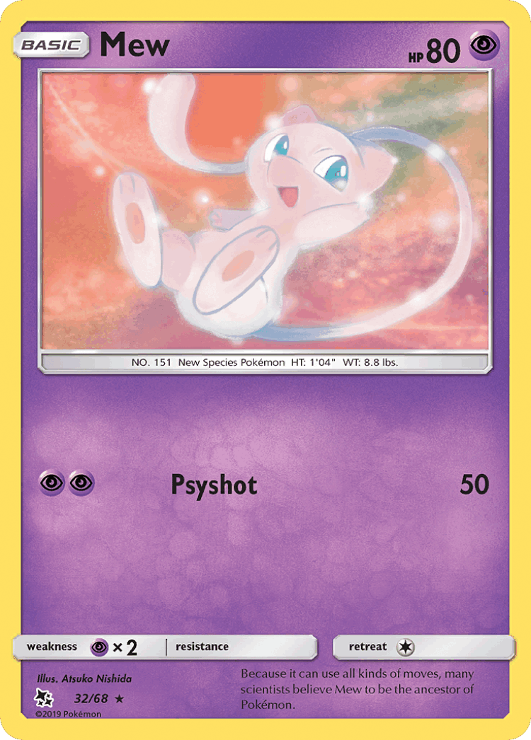 Mew #32 from Hidden Fates - Rare - Illustrated by Atsuko Nishida