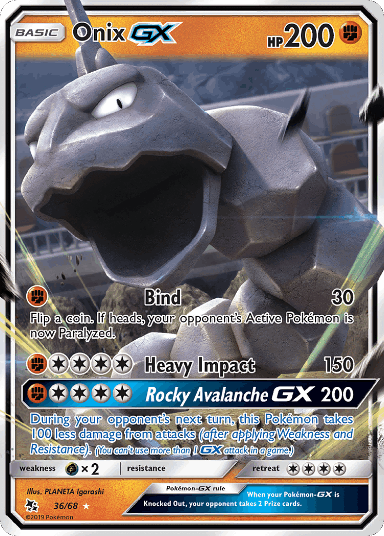 Onix-GX #36 from Hidden Fates - Rare Holo GX - Illustrated by PLANETA Igarashi