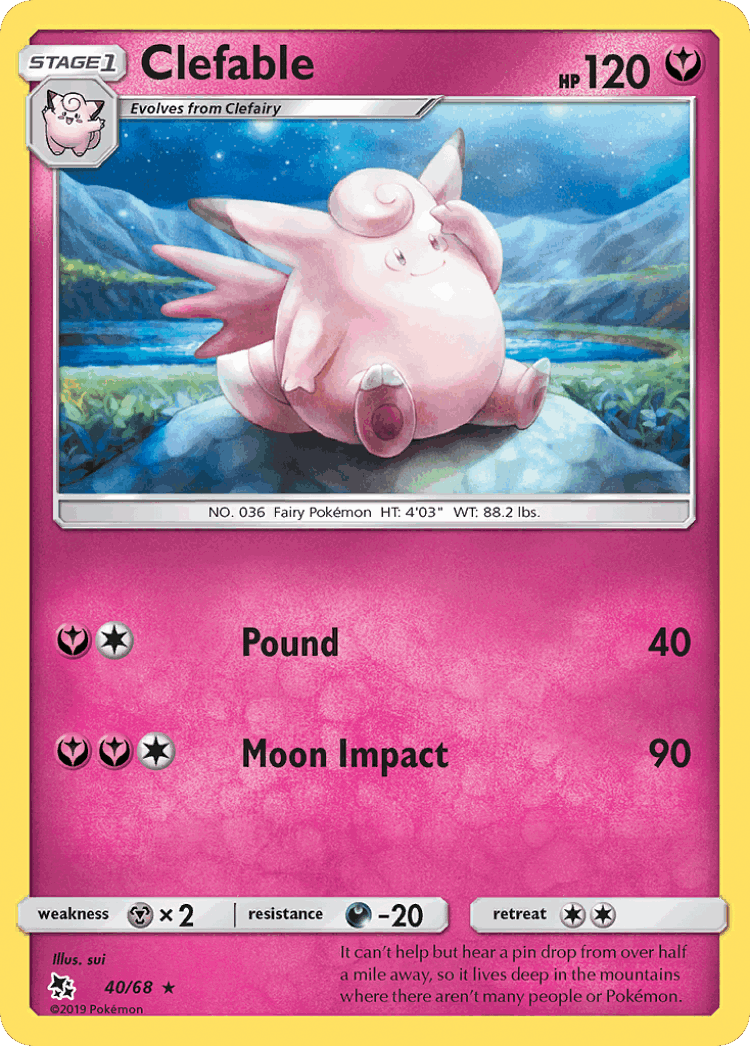 Clefable #40 from Hidden Fates - Rare - Illustrated by sui