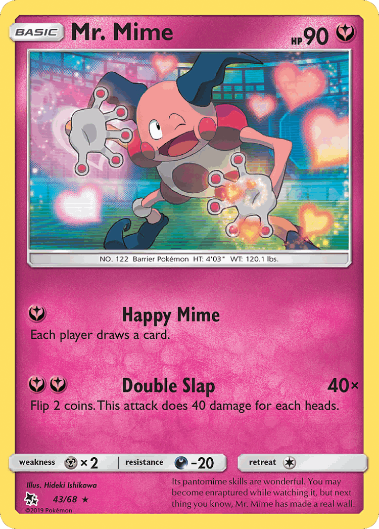 Mr. Mime #43 from Hidden Fates - Rare - Illustrated by Hideki Ishikawa