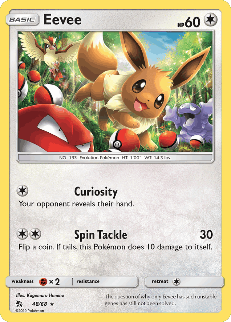 Eevee #48 from Hidden Fates - Rare Holo - Illustrated by Kagemaru Himeno