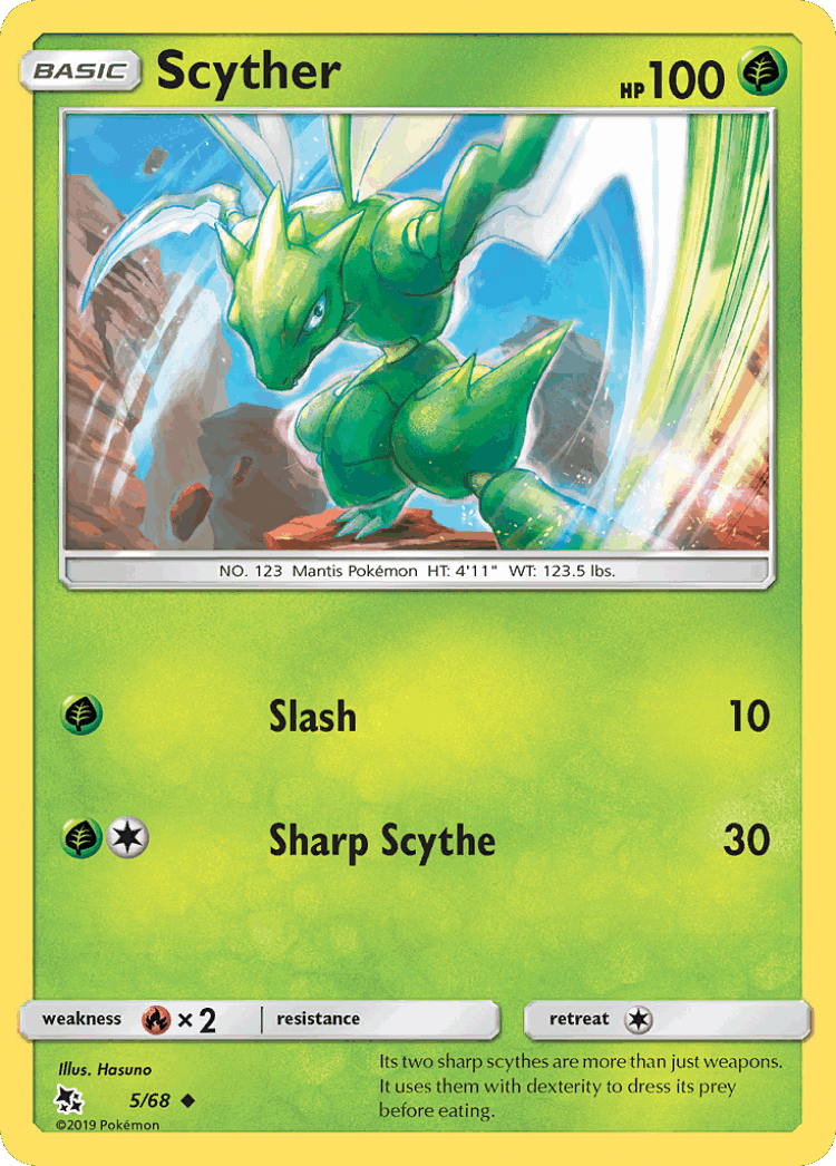 Scyther #5 from Hidden Fates - Uncommon - Illustrated by Hasuno
