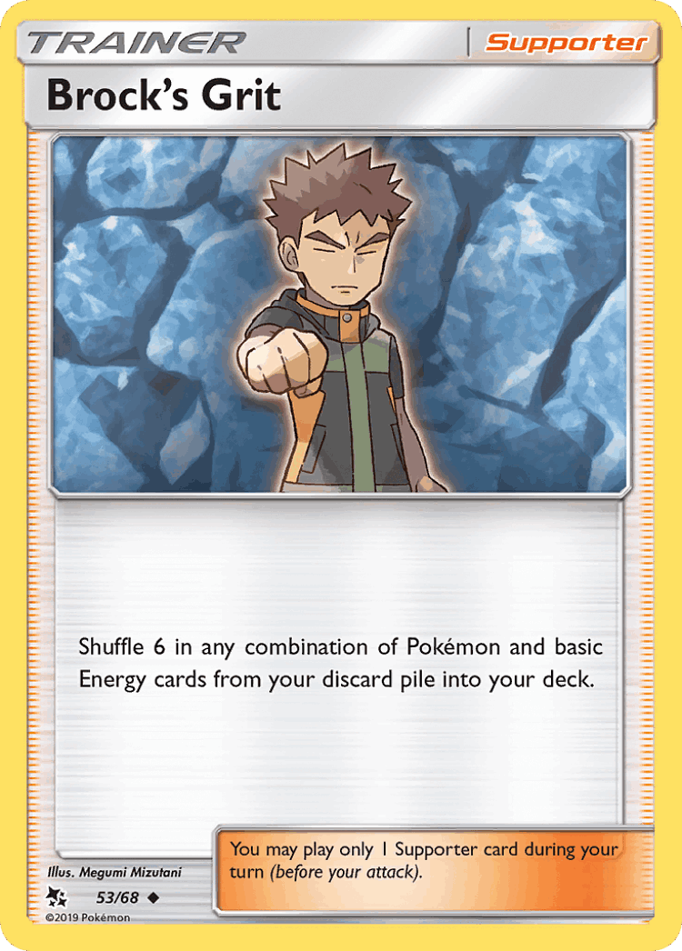Brock's Grit #53 from Hidden Fates - Uncommon - Illustrated by Megumi Mizutani