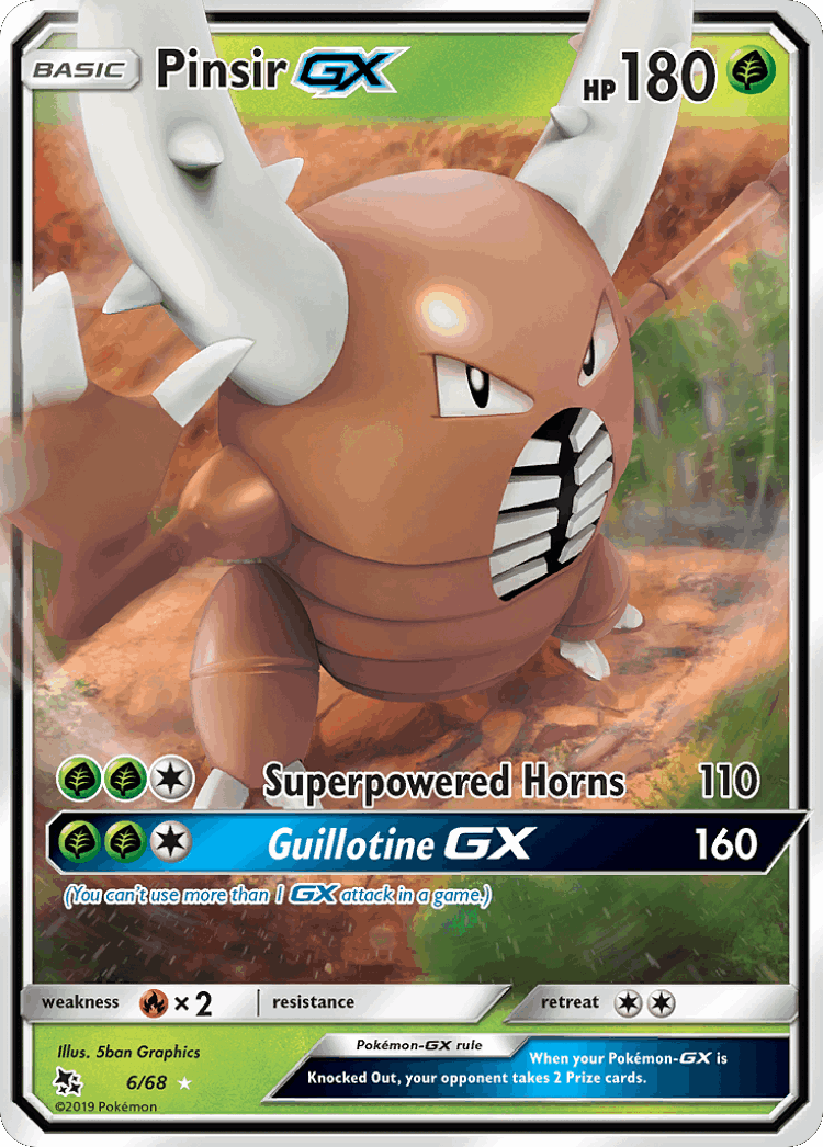 Pinsir-GX #6 from Hidden Fates - Rare Holo GX - Illustrated by 5ban Graphics