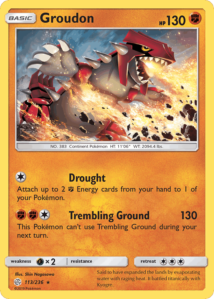 Groudon #113 from Cosmic Eclipse - Rare - Illustrated by Shin Nagasawa