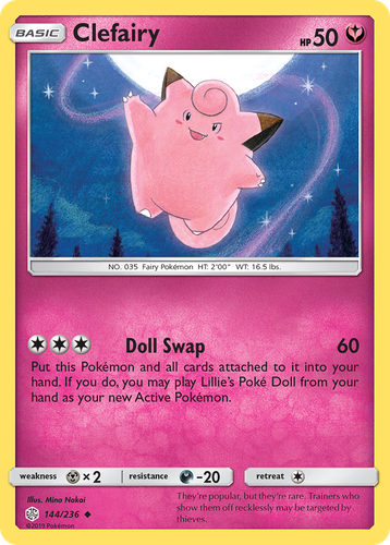 Clefairy #144 from Cosmic Eclipse - Uncommon - Illustrated by Mina Nakai
