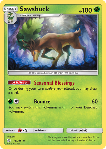 Sawsbuck #16 from Cosmic Eclipse - Rare Holo - Illustrated by sui