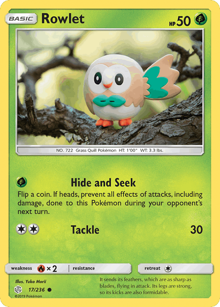 Rowlet #17 from Cosmic Eclipse - Common - Illustrated by Yuka Morii