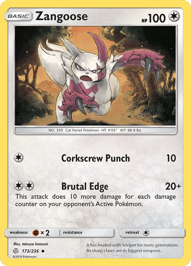 Zangoose #173 from Cosmic Eclipse - Uncommon - Illustrated by tetsuya koizumi