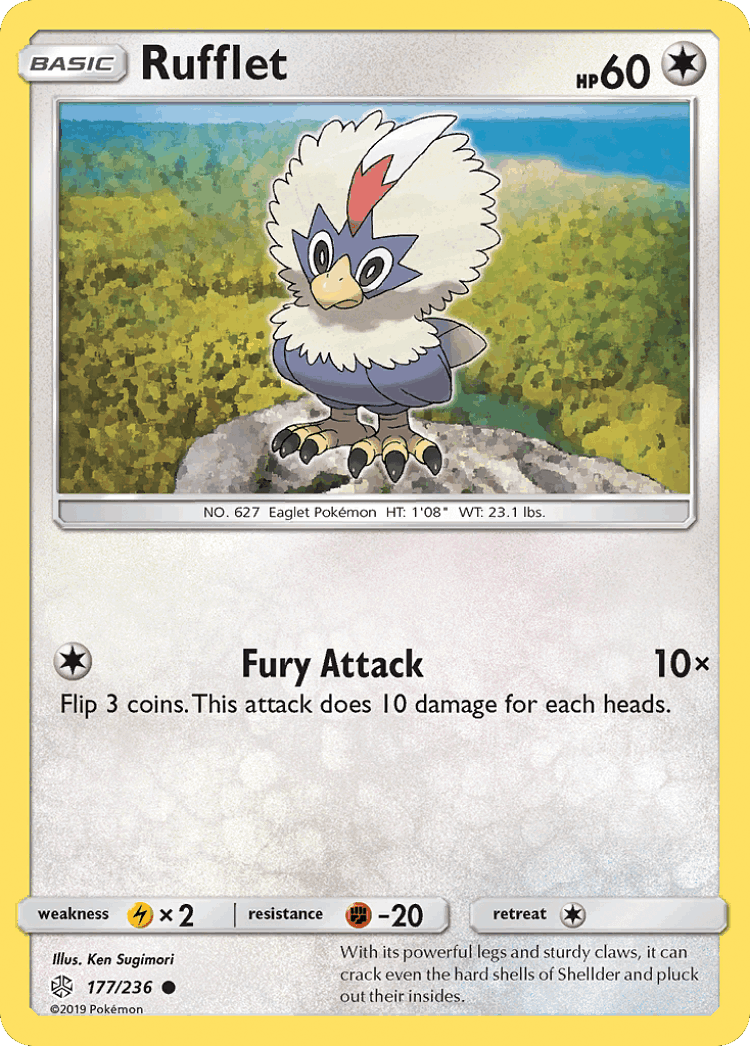 Rufflet #177 from Cosmic Eclipse - Common - Illustrated by Ken Sugimori