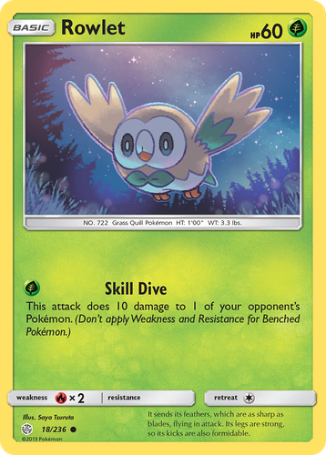 Rowlet #18 from Cosmic Eclipse - Common - Illustrated by Saya Tsuruta