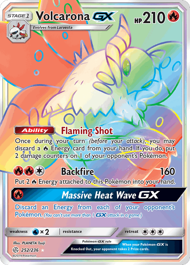 Volcarona-GX #252 from Cosmic Eclipse - Rare Rainbow - Illustrated by PLANETA Tsuji