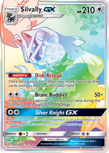 Silvally-GX #262 from Cosmic Eclipse - Rare Rainbow - Illustrated by Megumi Mizutani