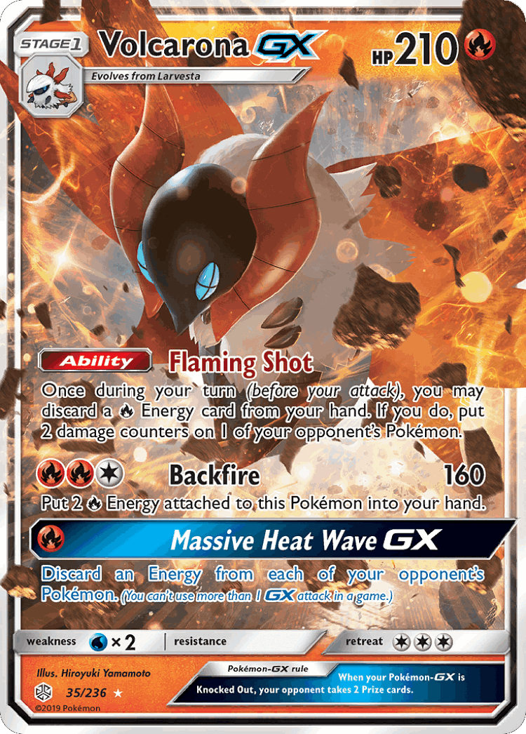 Volcarona-GX #35 from Cosmic Eclipse - Rare Holo GX - Illustrated by Hiroyuki Yamamoto