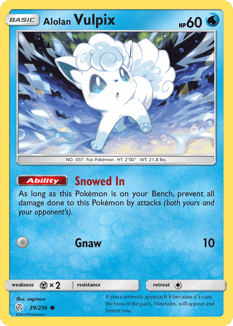 Alolan Vulpix #39 from Cosmic Eclipse - Common - Illustrated by nagimiso