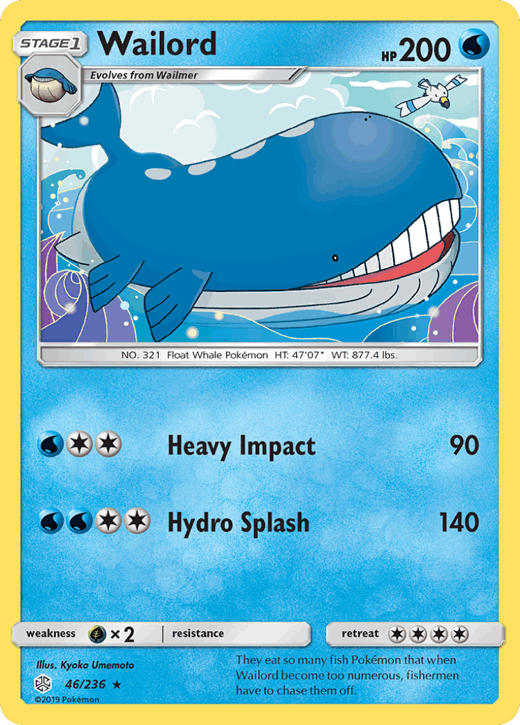 Wailord #46 from Cosmic Eclipse - Rare - Illustrated by Kyoko Umemoto