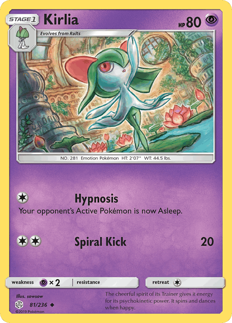 Kirlia #81 from Cosmic Eclipse - Uncommon - Illustrated by sowsow
