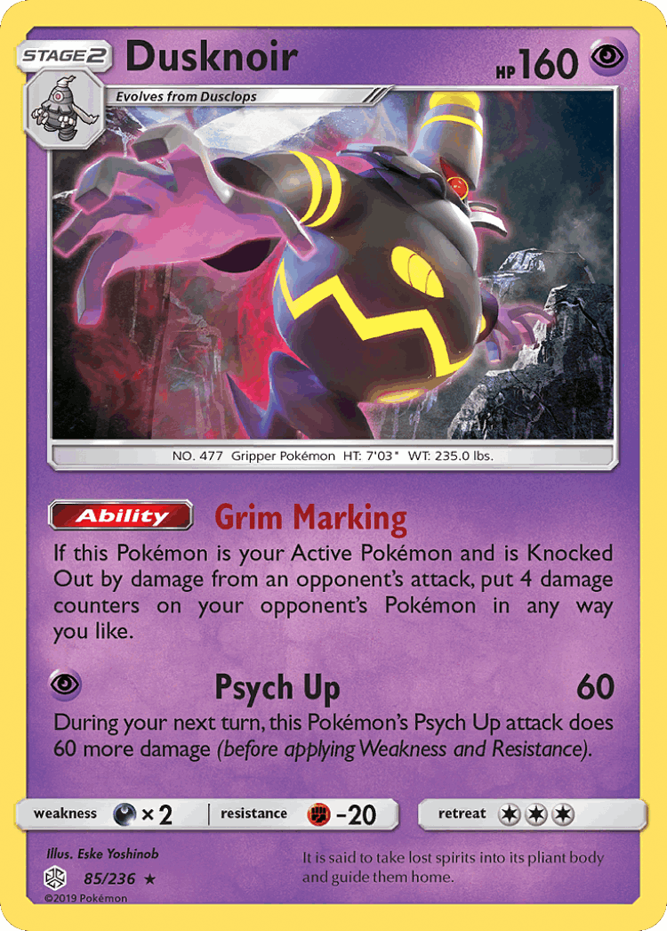 Dusknoir #85 from Cosmic Eclipse - Rare Holo - Illustrated by Eske Yoshinob