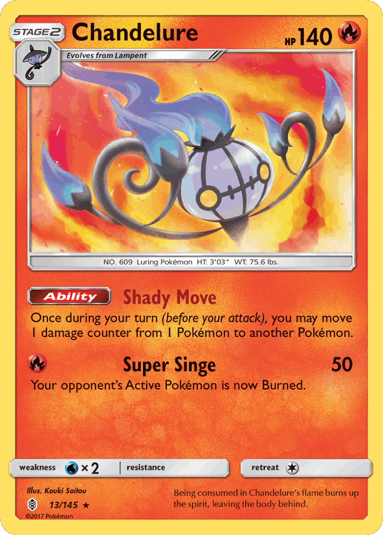 Chandelure #13 from Guardians Rising - Rare Holo - Illustrated by Kouki Saitou