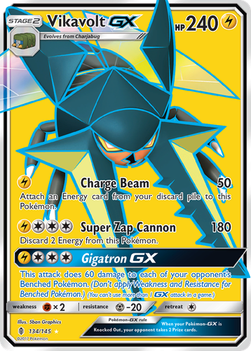 Vikavolt-GX #134 from Guardians Rising - Rare Ultra - Illustrated by 5ban Graphics