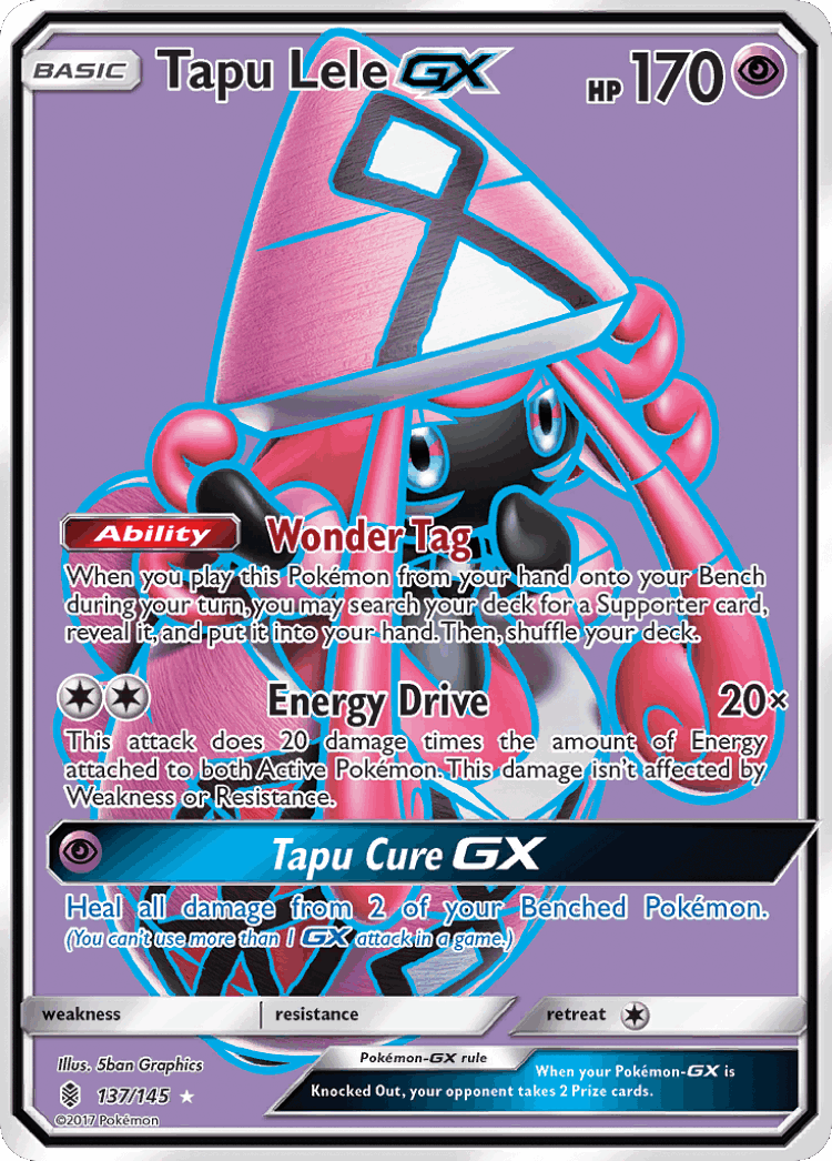 Tapu Lele-GX #137 from Guardians Rising - Rare Ultra - Illustrated by 5ban Graphics