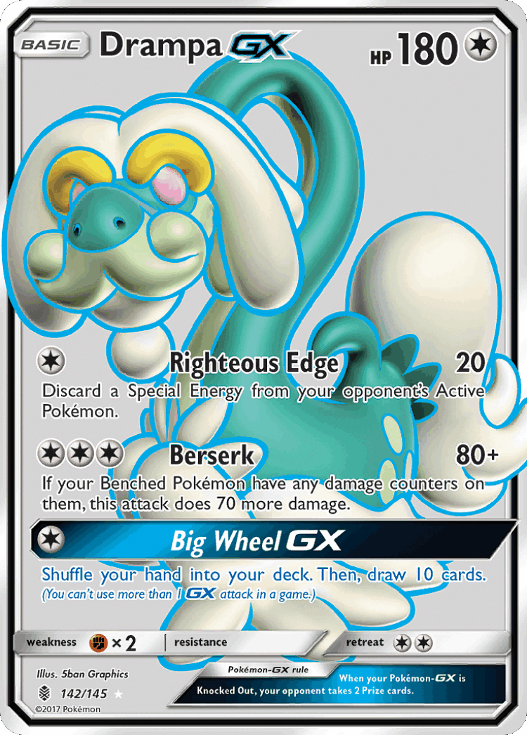 Drampa-GX #142 from Guardians Rising - Rare Ultra - Illustrated by 5ban Graphics