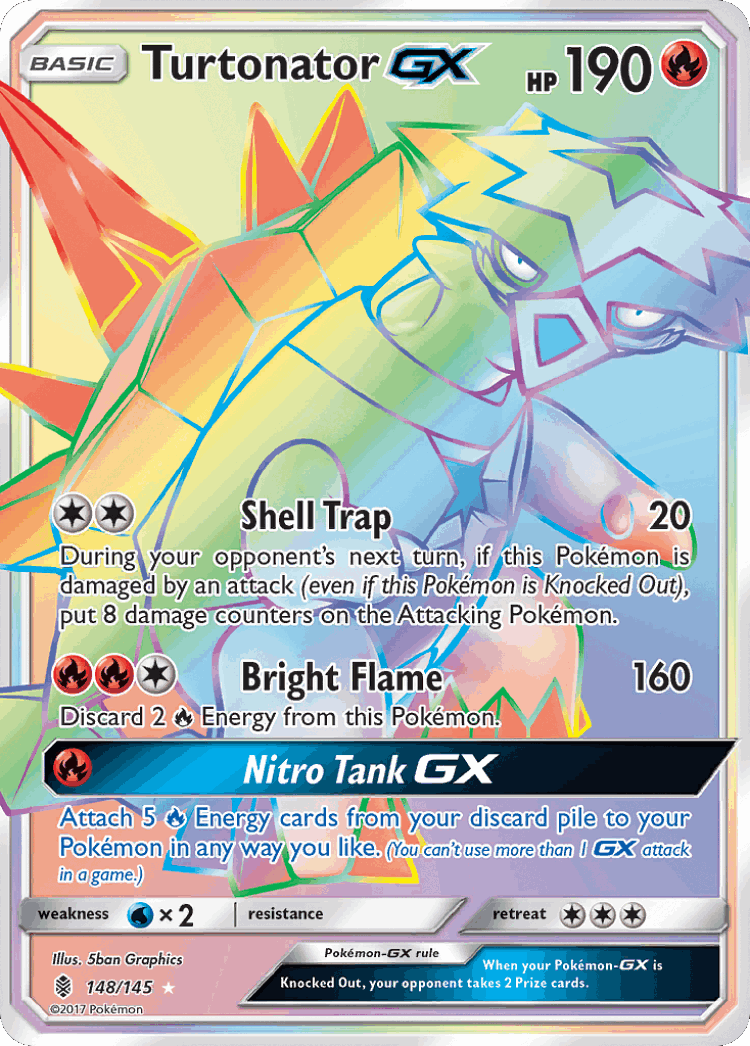 Turtonator-GX #148 from Guardians Rising - Rare Rainbow - Illustrated by 5ban Graphics