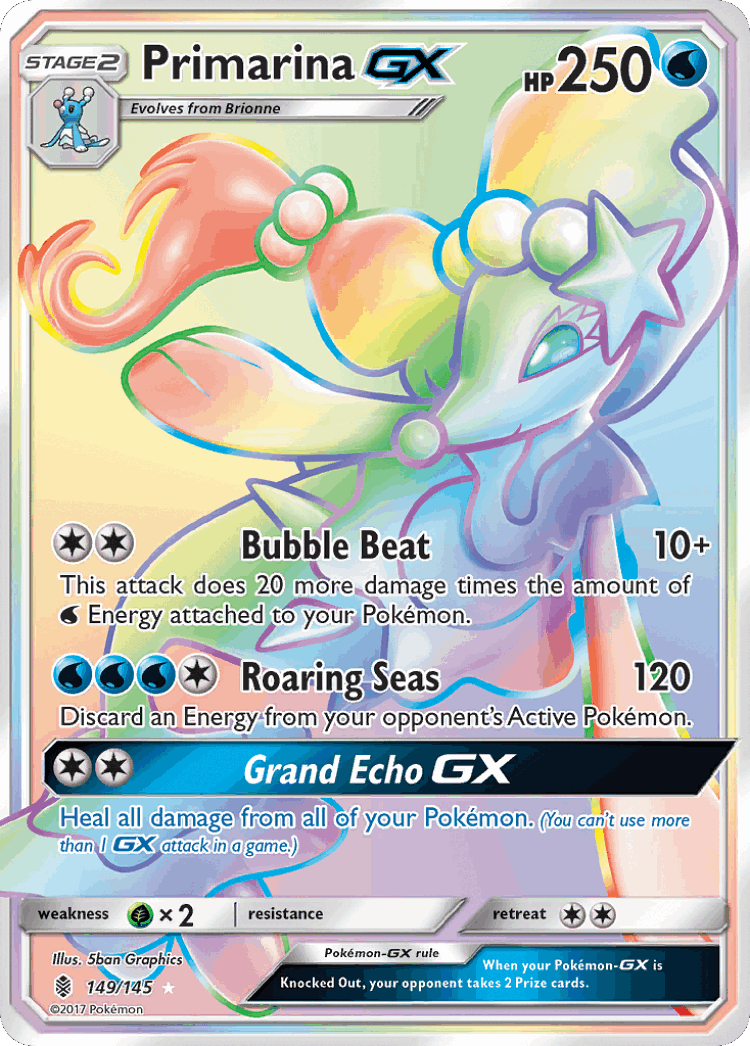 Primarina-GX #149 from Guardians Rising - Rare Rainbow - Illustrated by 5ban Graphics