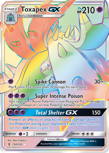 Toxapex-GX #154 from Guardians Rising - Rare Rainbow - Illustrated by 5ban Graphics