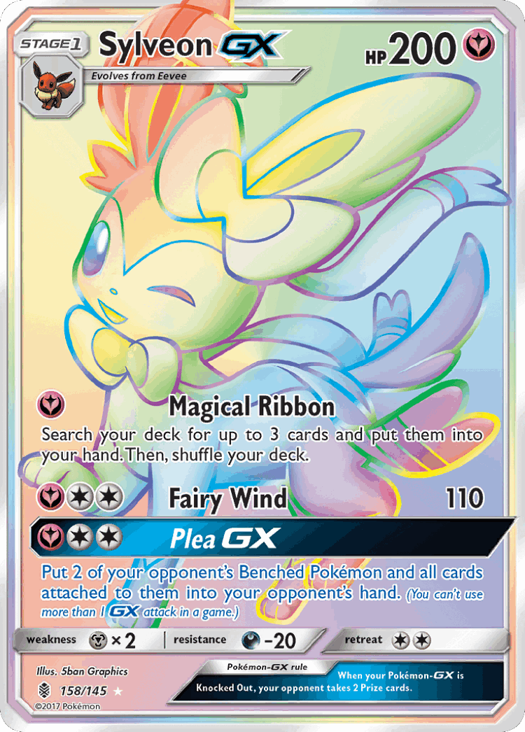 Sylveon-GX #158 from Guardians Rising - Rare Rainbow - Illustrated by 5ban Graphics