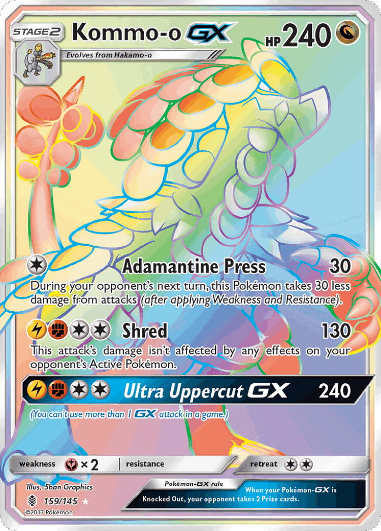 Kommo-o-GX #159 from Guardians Rising - Rare Rainbow - Illustrated by 5ban Graphics