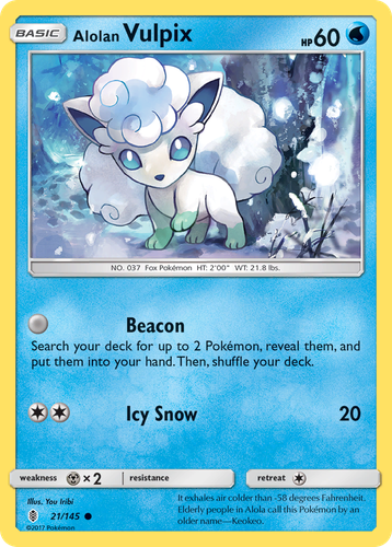 Alolan Vulpix #21 from Guardians Rising - Common - Illustrated by You Iribi