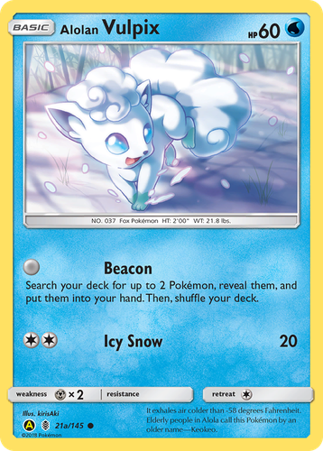Alolan Vulpix #21 from Guardians Rising - Common - Illustrated by kirisAki