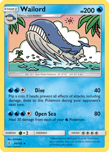 Wailord #30 from Guardians Rising - Rare - Illustrated by OOYAMA