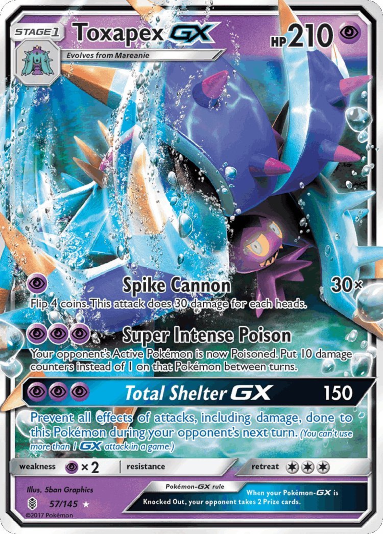 Toxapex-GX #57 from Guardians Rising - Rare Holo GX - Illustrated by 5ban Graphics