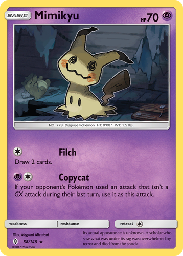Mimikyu #58 from Guardians Rising - Rare Holo - Illustrated by Megumi Mizutani