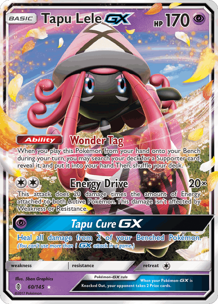 Tapu Lele-GX #60 from Guardians Rising - Rare Holo GX - Illustrated by 5ban Graphics