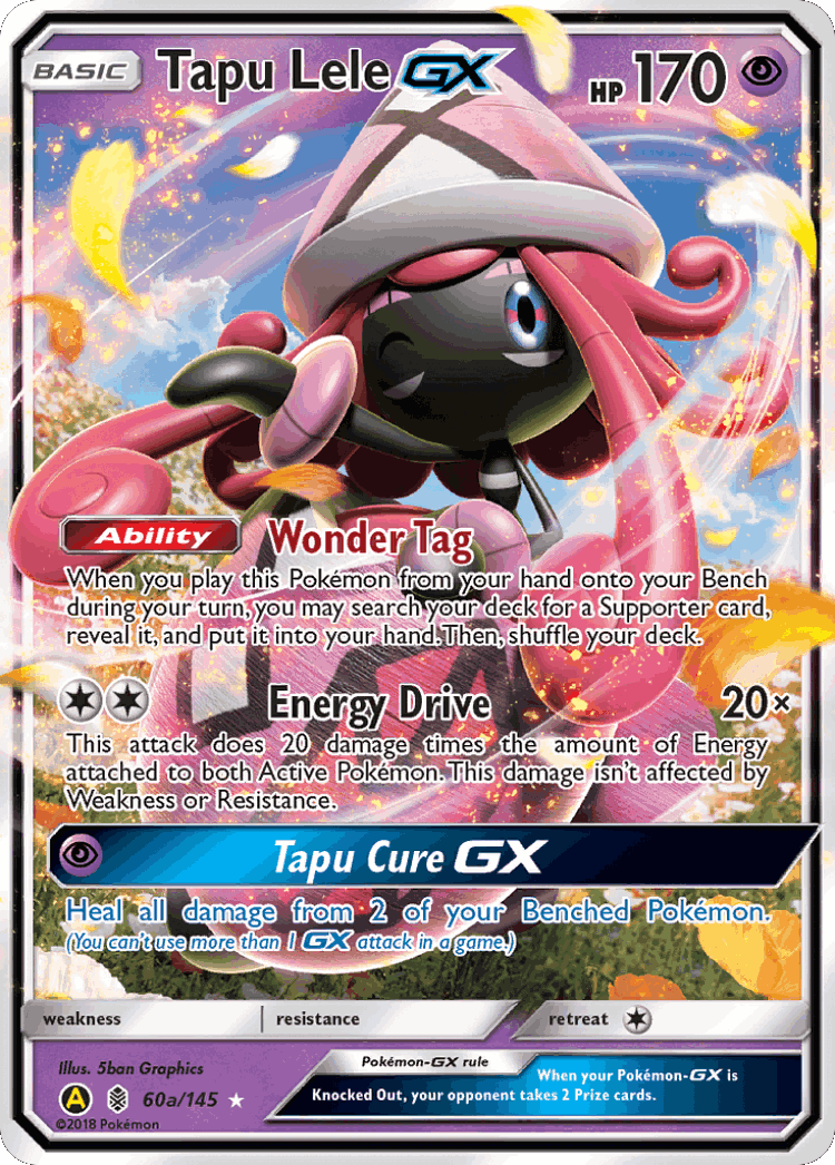 Tapu Lele-GX #60 from Guardians Rising - Rare Holo GX - Illustrated by 5ban Graphics