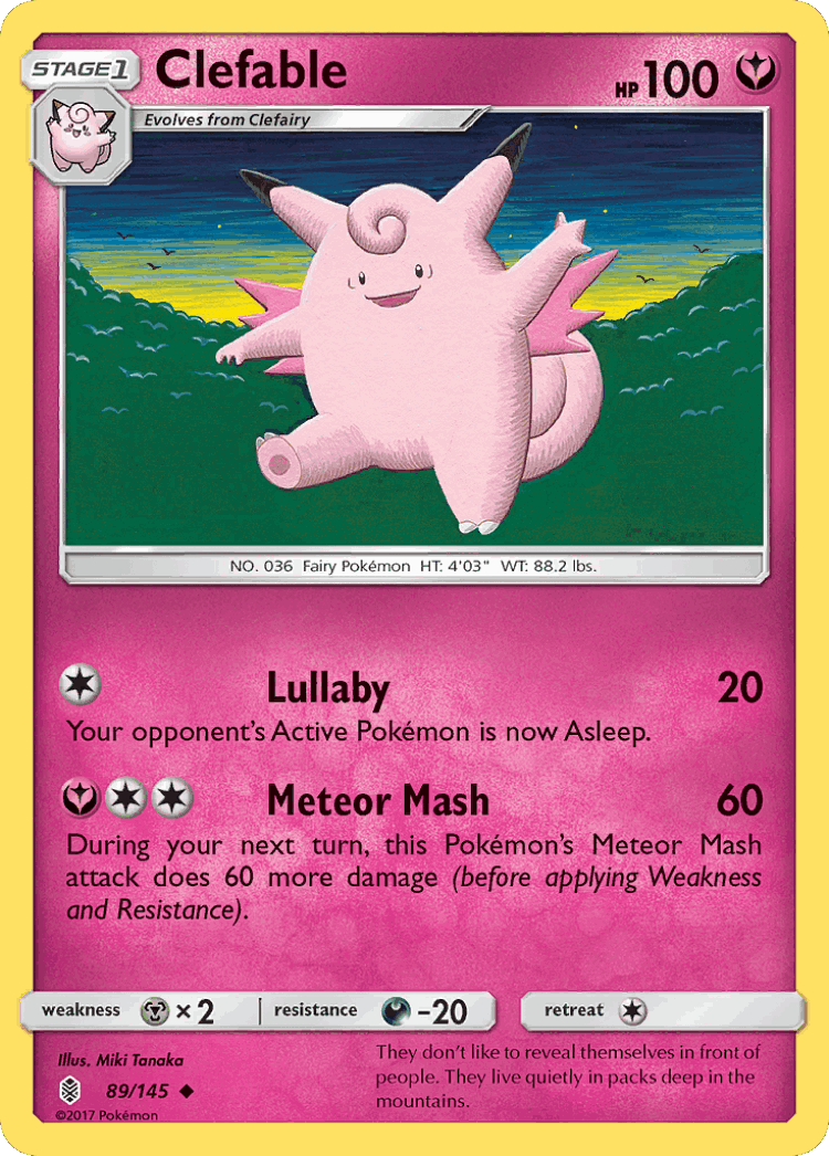 Clefable #89 from Guardians Rising - Uncommon - Illustrated by Miki Tanaka