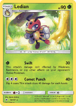 Ledian Pokémon TCG card art